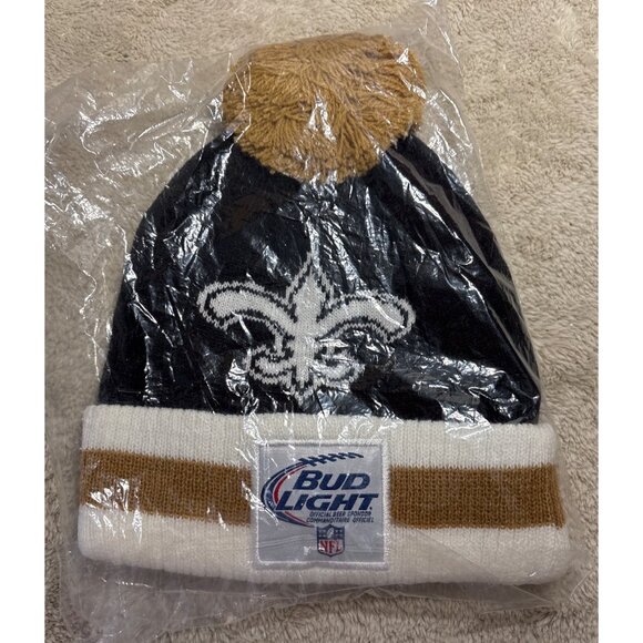 Saints Beanie Hat Toque Bud Light NFL Official Podion Acrylic Winter Cap - Picture 5 of 5